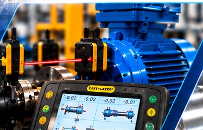 Equipamento de alinhamento a laser em máquina industrial